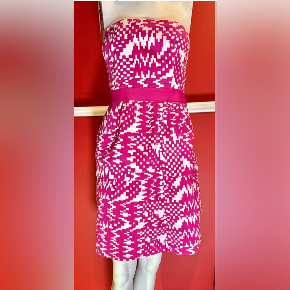 Banana Republic Strapless Pink and White Dress